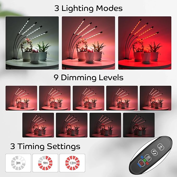 Shyineyou Grow Lights for Indoor Plants, 80LEDs Clip Plant Lights for Indoor Growing, Full Spectrum
