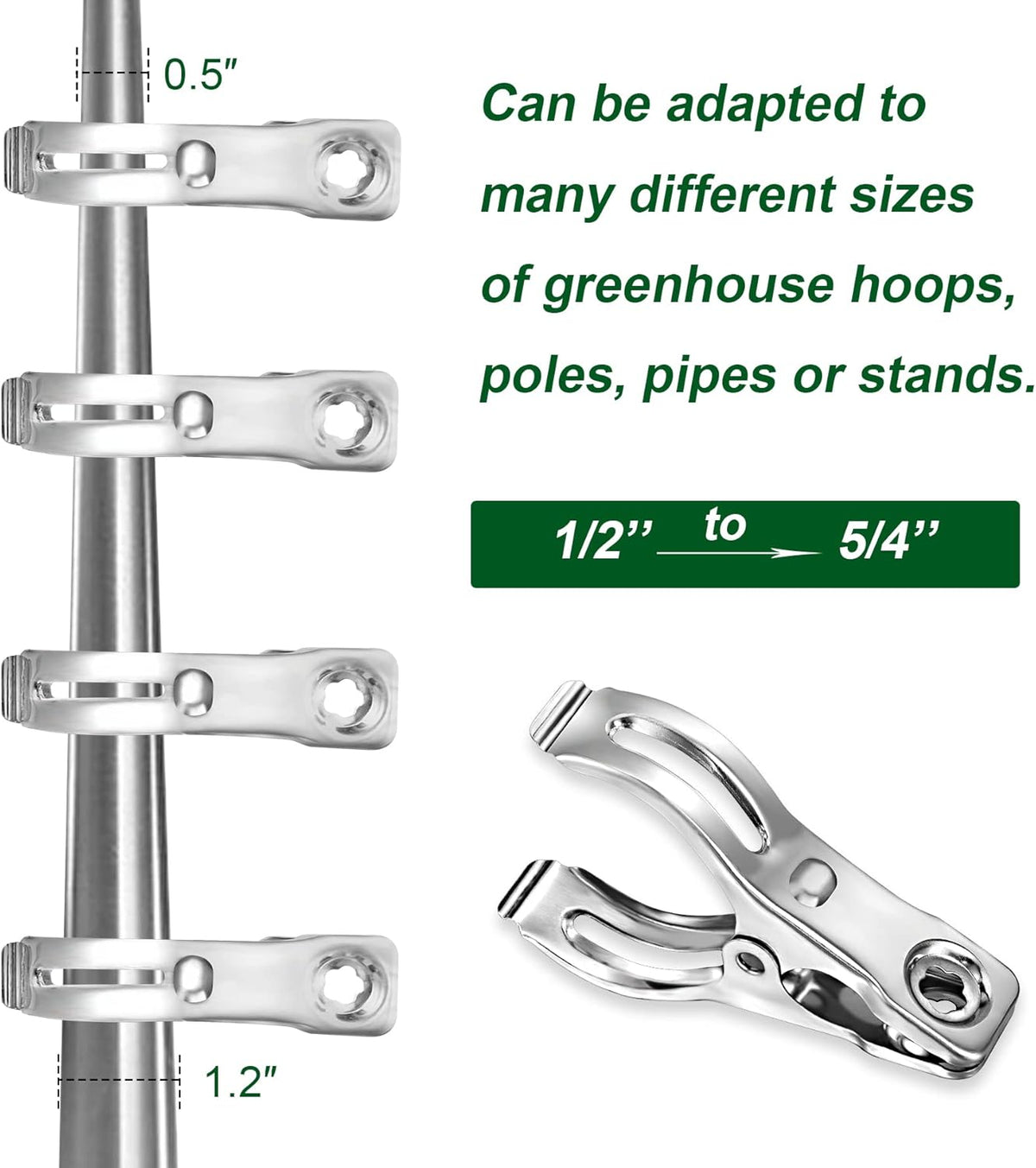 20 Pcs 2.3inch Pvc Clamps, Gardening Clips for Netting, Greenhouse Clamps Made of Stainless Steel