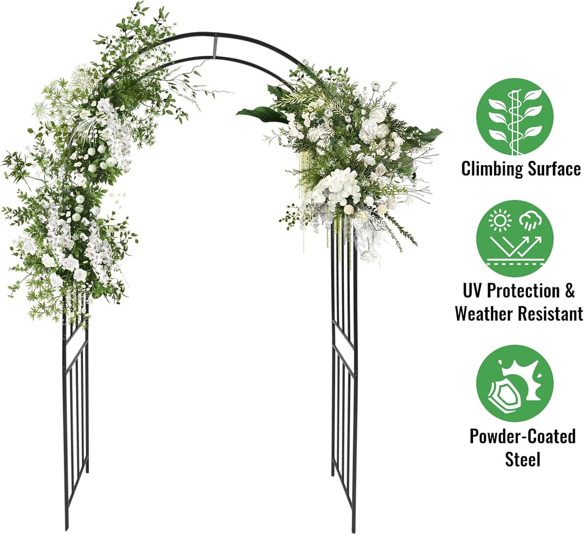 Metal Garden Arch 7.2ft High Wide Garden Arbor for Various Climbing Plant Outdoor Garden Archway