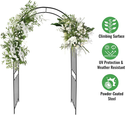 Metal Garden Arch 7.2ft High Wide Garden Arbor for Various Climbing Plant Outdoor Garden Archway