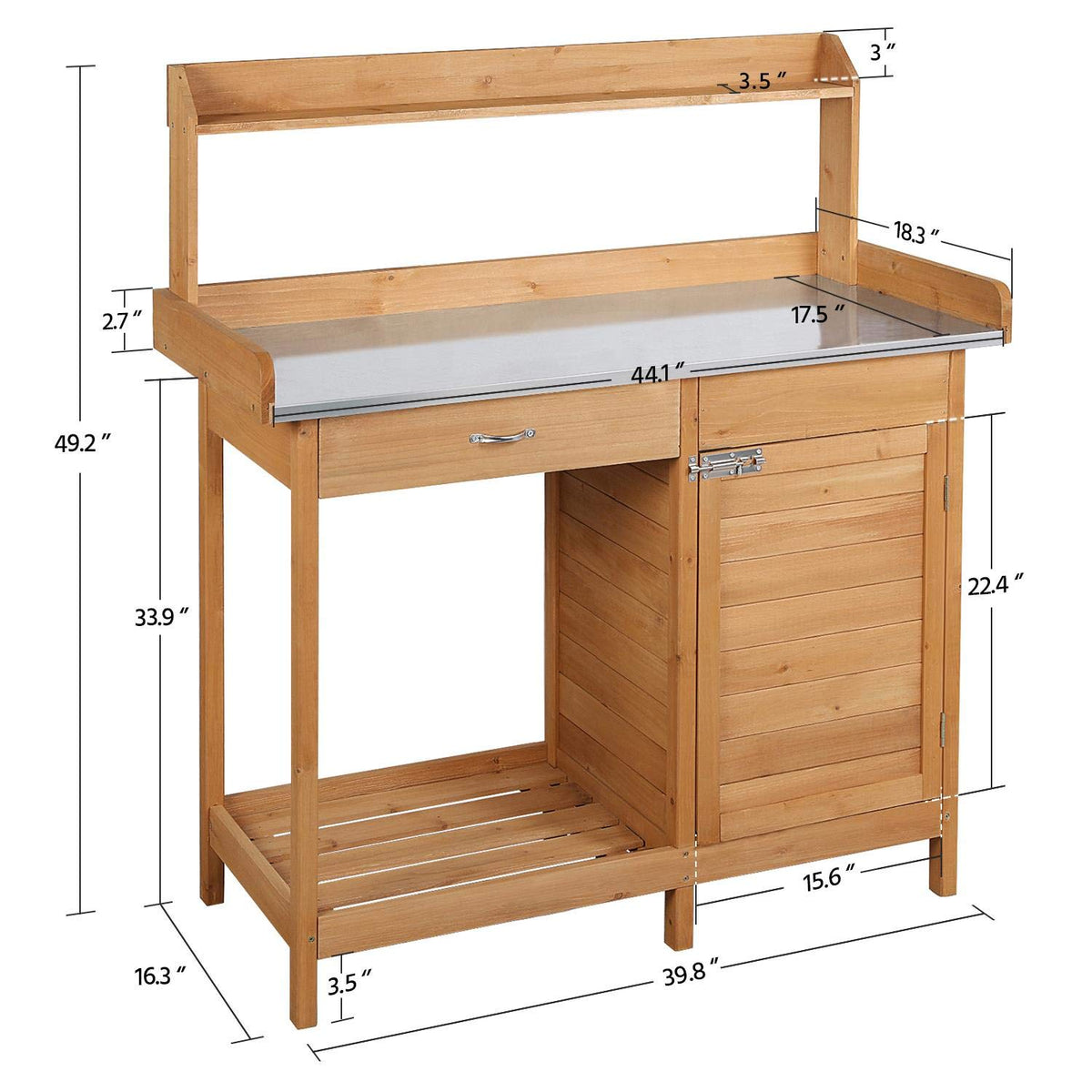 Yaheetech Potting Bench Outdoor Potting Table with Storage,Natural Wood