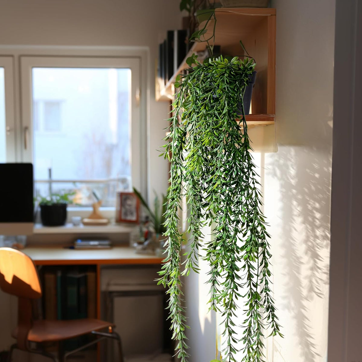 Artificial Hanging Plant 2 Pcs Faux Plant Ivy Vine Faux Eucalyptus Vines Fake Potted Greenery for
