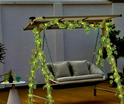 RECUTMS Artificial Monstera Leaf Vines Whit Light 2Pcs, 5.9FT Fake Hanging Ivy Plant Faux Tropical
