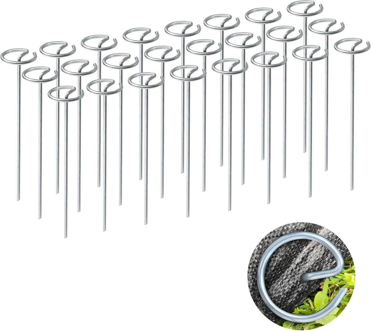 200 Pcs Circle Top Landscape Staples, 11 Gauge Landscape Fabric Pins, 6 Inch Garden Stake for