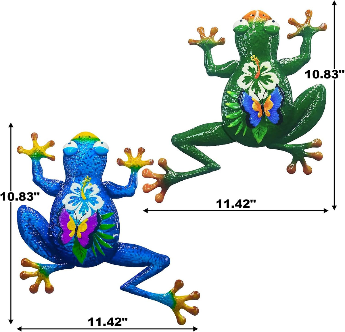 John's Studio 2Pcs Metal Frog Wall Decor Outdoor Garden Hanging Art Sculptures Home Theme