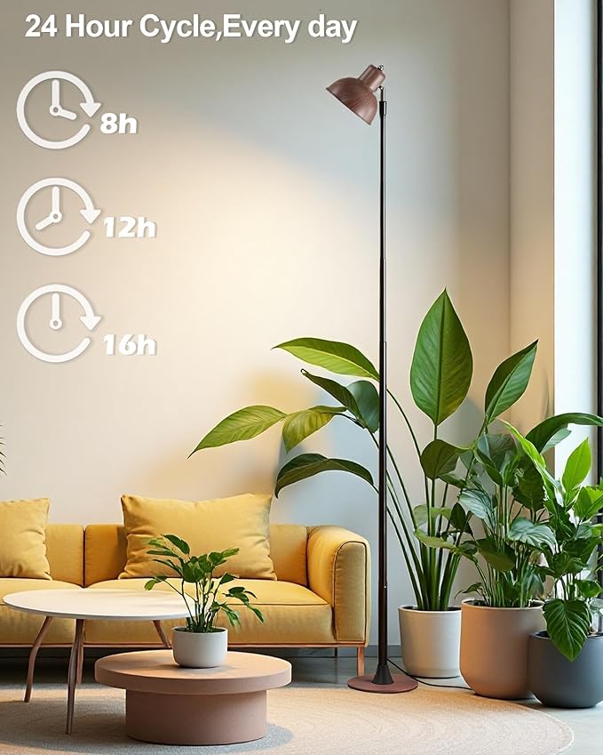 yadoker Plant Grow Light for Indoor Plant, Walnut Wood Grain LED Grow Light,Elevating Plant