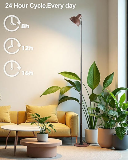 yadoker Plant Grow Light for Indoor Plant, Walnut Wood Grain LED Grow Light,Elevating Plant