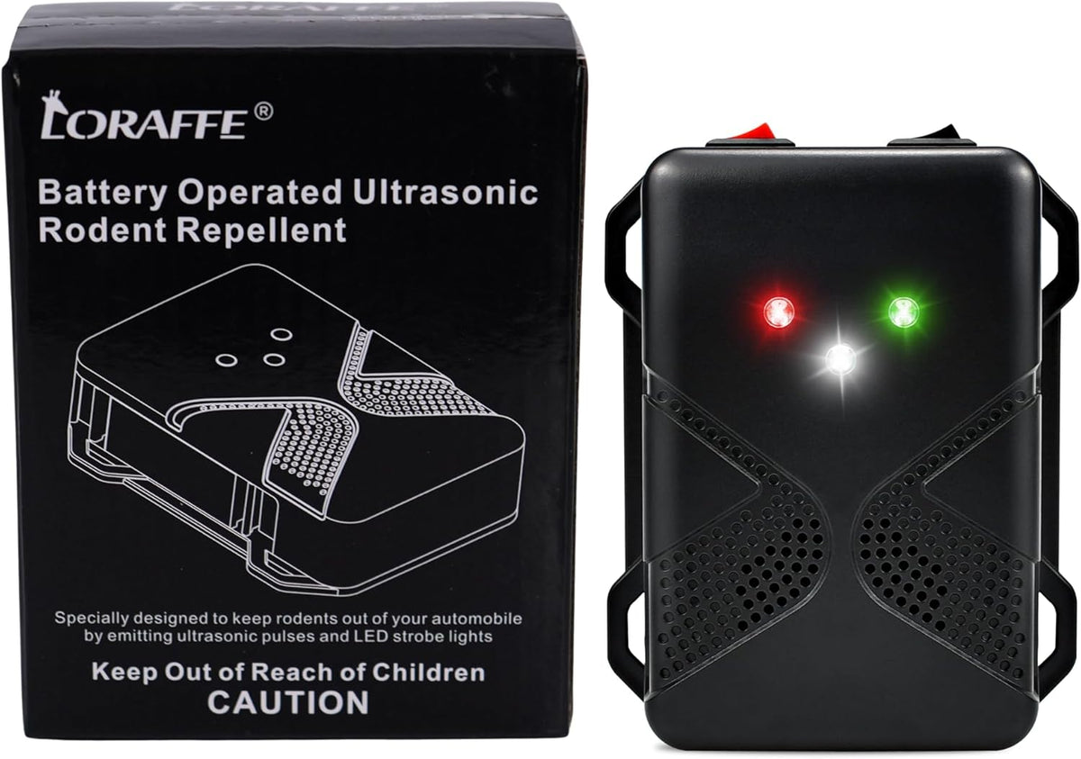 Ultrasonic Rodent Repellent for Car Engine – Battery Powered Under Hood Mouse Repeller with