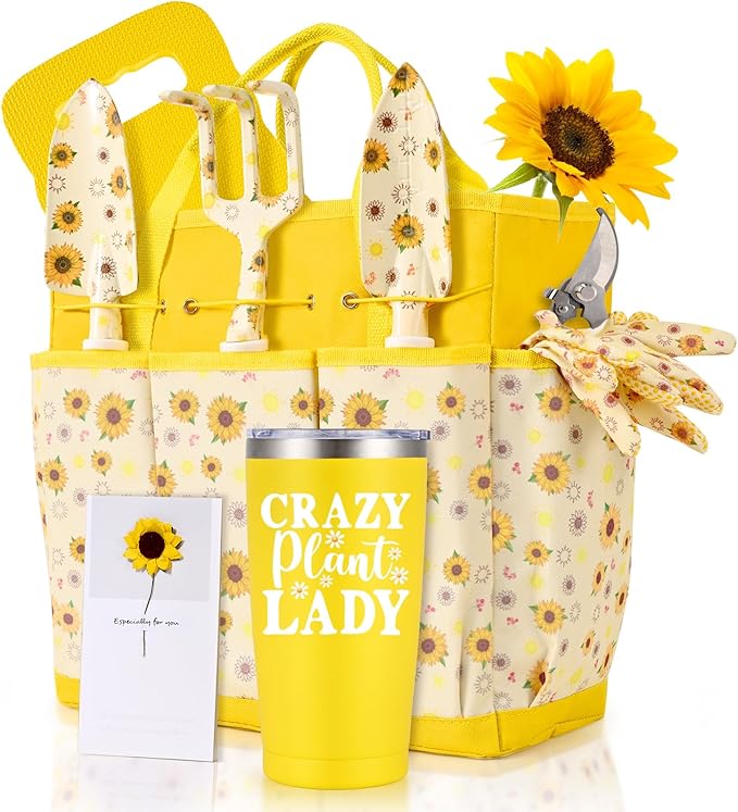 Gardening Gifts for Women, Gardening Tools for Women, 9 PCS Sunflower Garden Tools Set Kit with