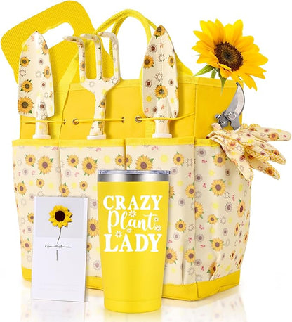 Gardening Gifts for Women, Gardening Tools for Women, 9 PCS Sunflower Garden Tools Set Kit with