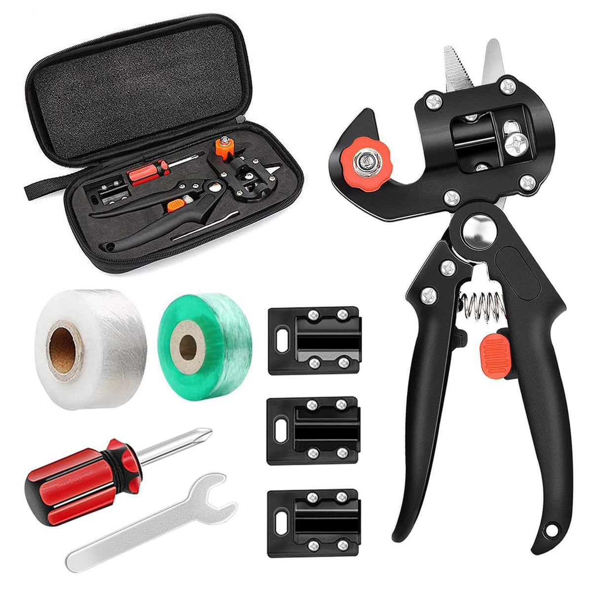 Krewey 2-in-1 Garden Grafting Tools Pruner Kit, V-Graft Omega-Graft and U-Graft, Plant Branch Vine