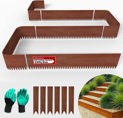 20ft. 6-Pack Cor-Ten Steel Landscape Edging - 40" L x 6" H Metal Edging for Landscaping with 6