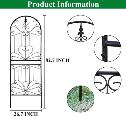 SCENDOR Trellis for Climbing Plants 82.7" H x 26.7" W Tall Garden Trellis Wrought Iron Heavy Scroll
