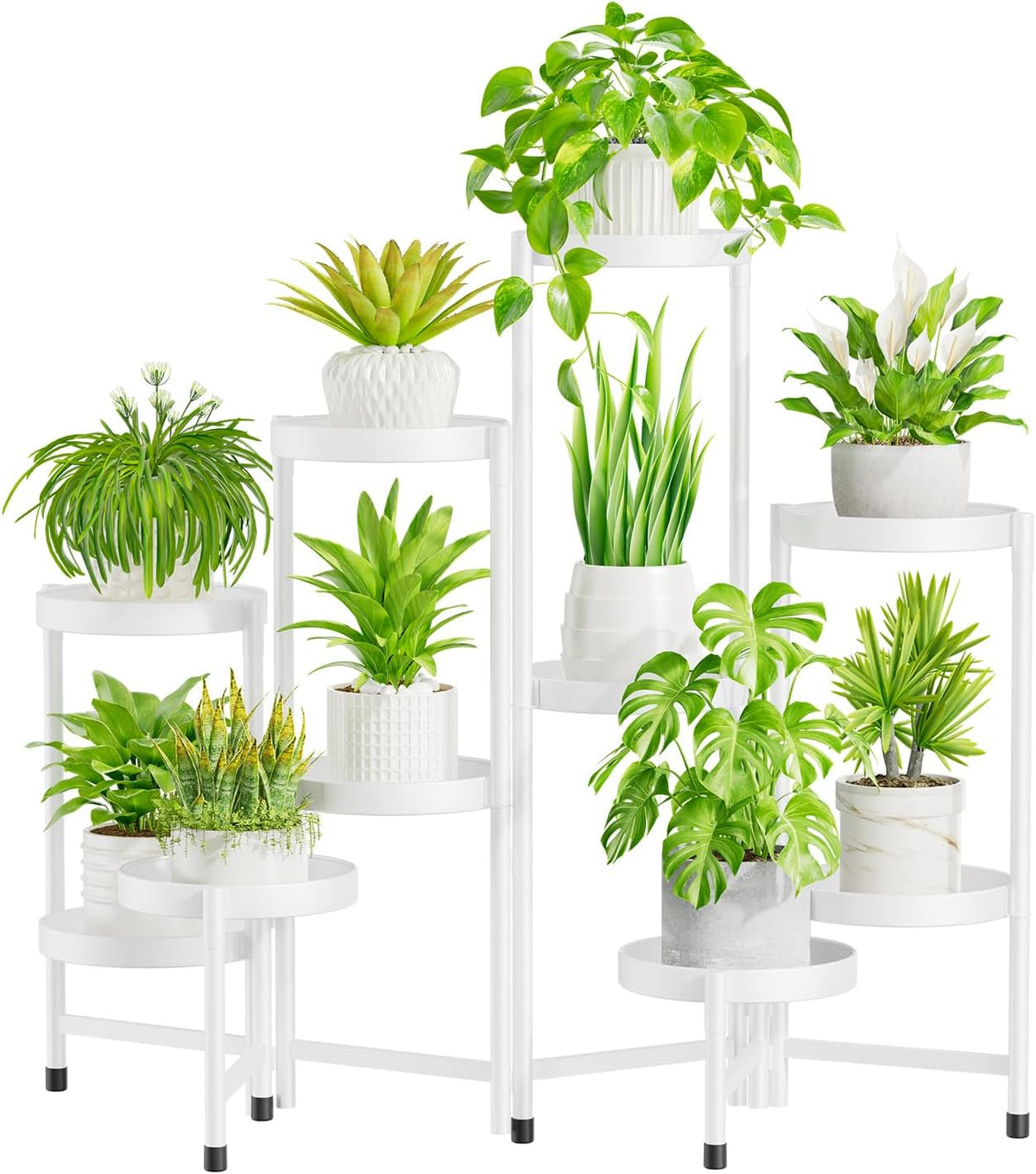 iDavosic.ly Plant Stand Indoor Outdoor, 10 Tier Corner Metal Flower Display Holder Shelf, Folding