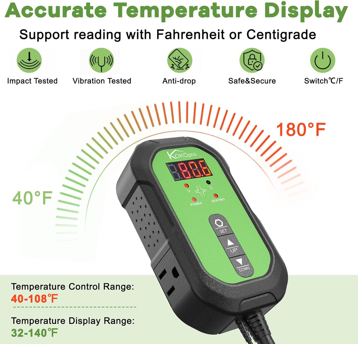 10"x 20" Seedling Heat Mat and Digital Thermostat Combo Set - KOKOPRO Warm Hydroponic Heating Pad