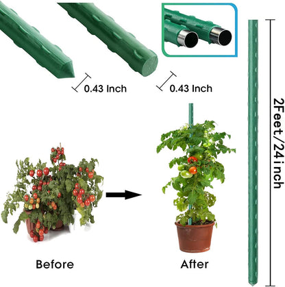 2Feet 24inch Garden Stakes Sturdy Plant Sticks Support Tomato Stakes for Vegetable,Pack of 20