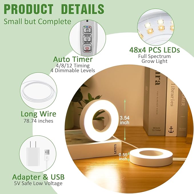 LORDEM Ceiling Grow Light for Indoor Plants, 192 LEDs Full Spectrum LED Plant Light, Plant Lamp