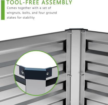 2PCS 12x4x1FT Galvanized Raised Garden Bed Kit,Vegetable Boxes-Rectangle Metal Flower Box,Large