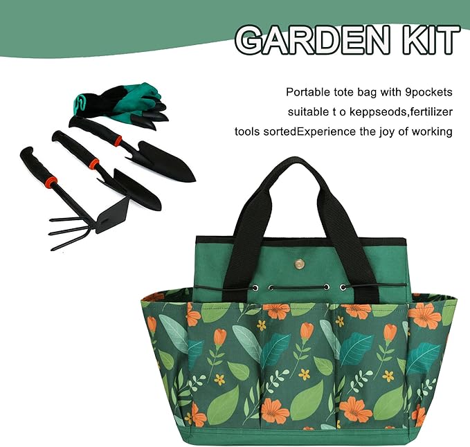 Garden Tool Bag, Portable Garden Tote Bag with Handle, Oxford Garden Tool Organizer Bag, Ideal