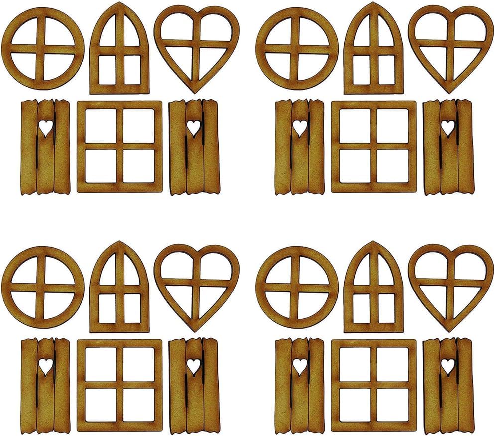 4 Pcs Wooden Fairy Garden Door and Windows Ornaments Tree Statues for Tree Trunk Yard Decoration