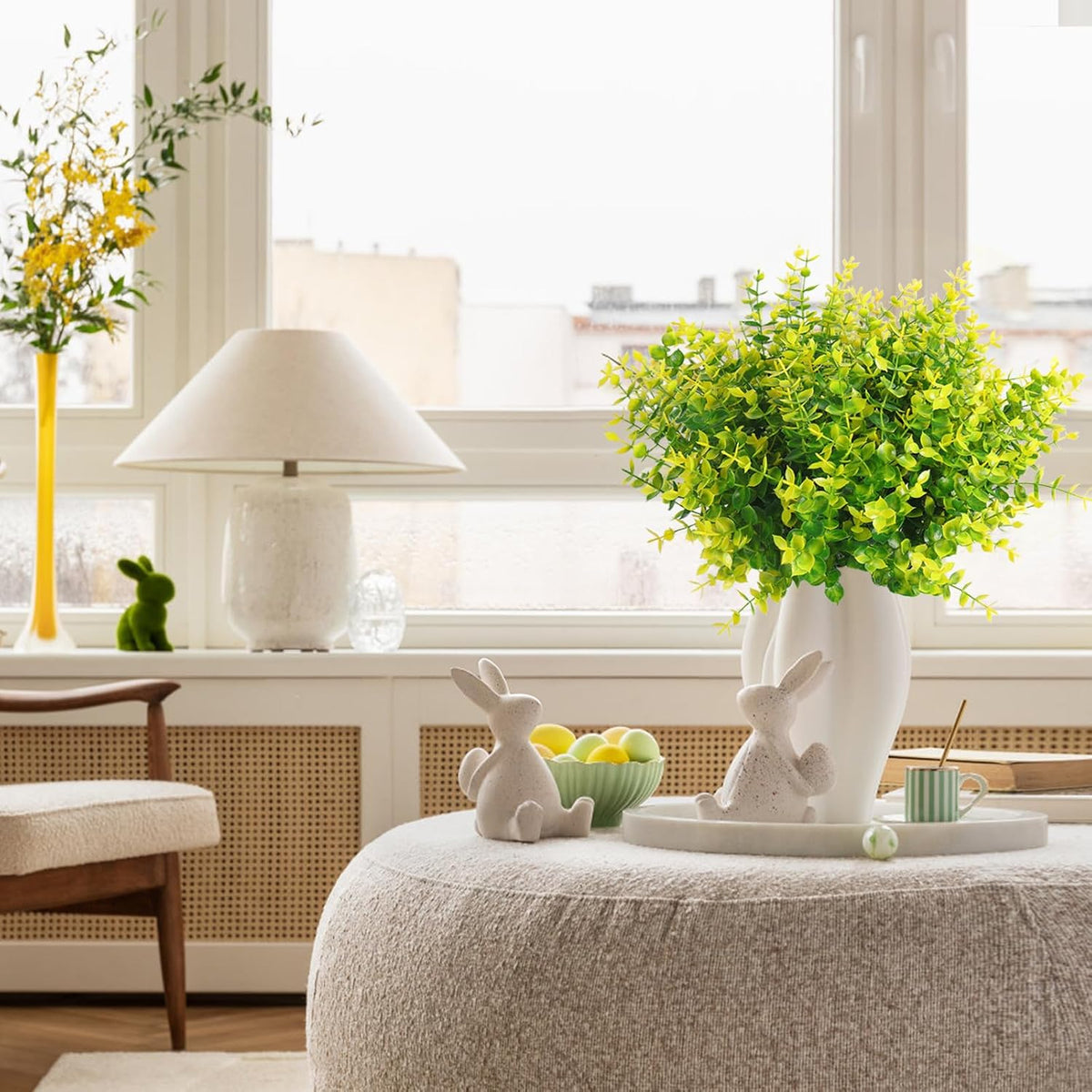 RECUTMS Artificial Boxwood Plants Outdoor Fake Spring Plants Uv Resistant Artificial Shrubs for