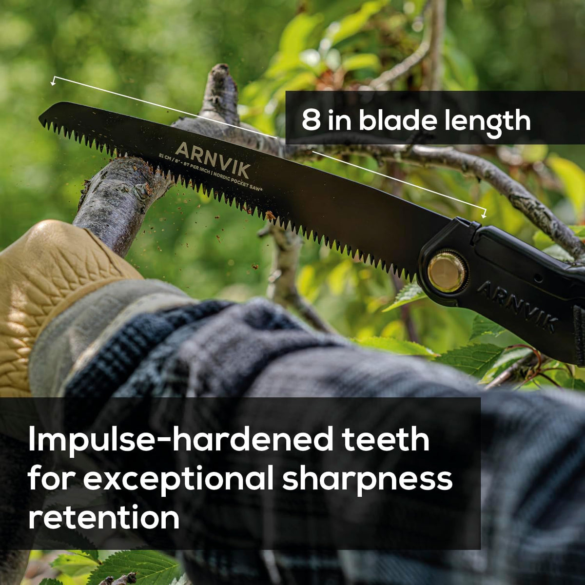 Nordic Pruning Saw for Gardening & Folding Saw Bushcraft - Arnvik - 8 Teeth per Inch - 8 in