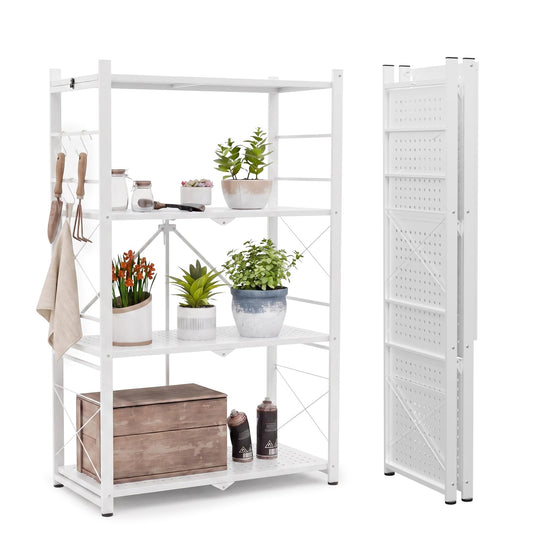 EAGLE PEAK 4-Tier Foldable Greenhouse Shelf, Heavy Duty Metal Storage Rack, No Assembly Steel