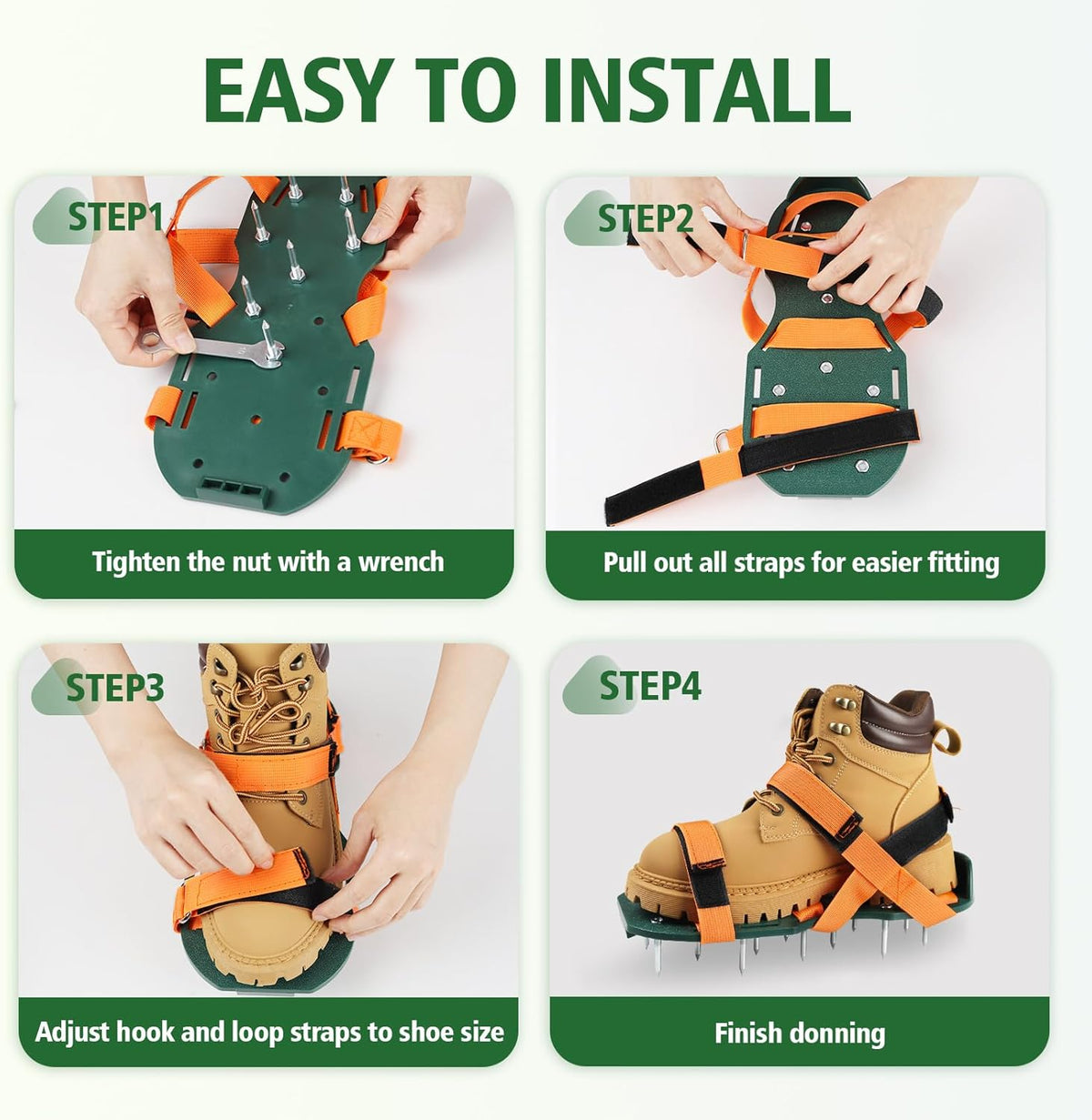Lawn Aerator Shoes for Grass, Lawn Aeration Shoes with Adjustable Hook Loop Straps and Heavy Duty