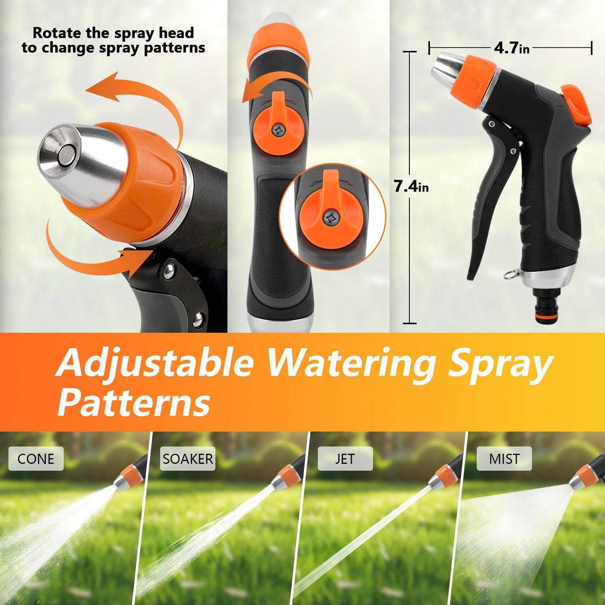 HOOFUN 2 Pack Garden Hose Nozzle High Pressure 10 & 2 Water Hose Nozzle