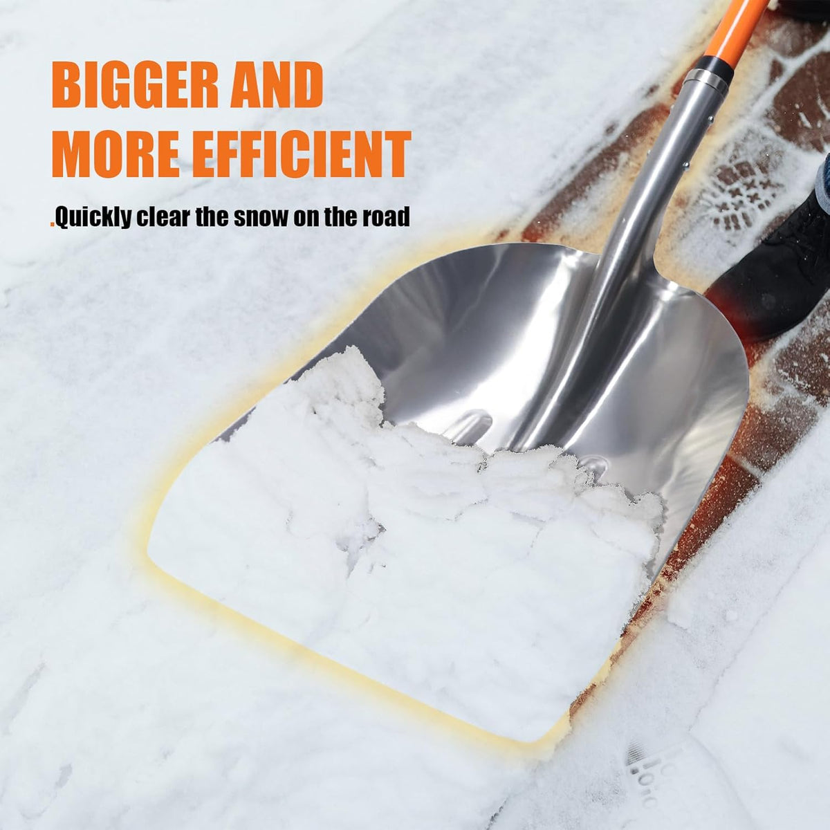 WIKER Aluminum Snow Shovel for Driveway, 45-Inch Large Capacity Blade, 3.5lbs Lightweight with