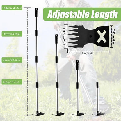 Hoe Garden Tool, 58" Weed Puller Tool with Long Handle, 2 in 1 Hand Weed Rake and Hoe Garden Weeder