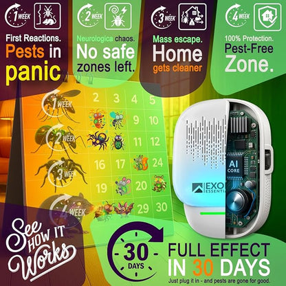 T-26, Ultrasonic Pest Repeller Wall Plug-in Most Effective Than Repellents - Get Rid of - Rodents