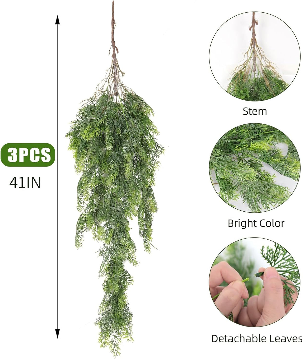 RECUTMS 3 Packs Artificial Hanging Plants Fake Plant Faux Boston Ferns Ivy Vines Greenery UV