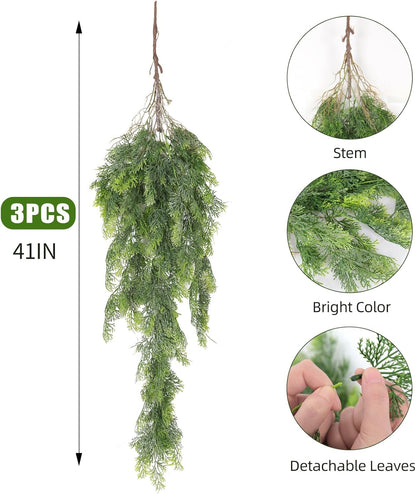 RECUTMS 3 Packs Artificial Hanging Plants Fake Plant Faux Boston Ferns Ivy Vines Greenery UV