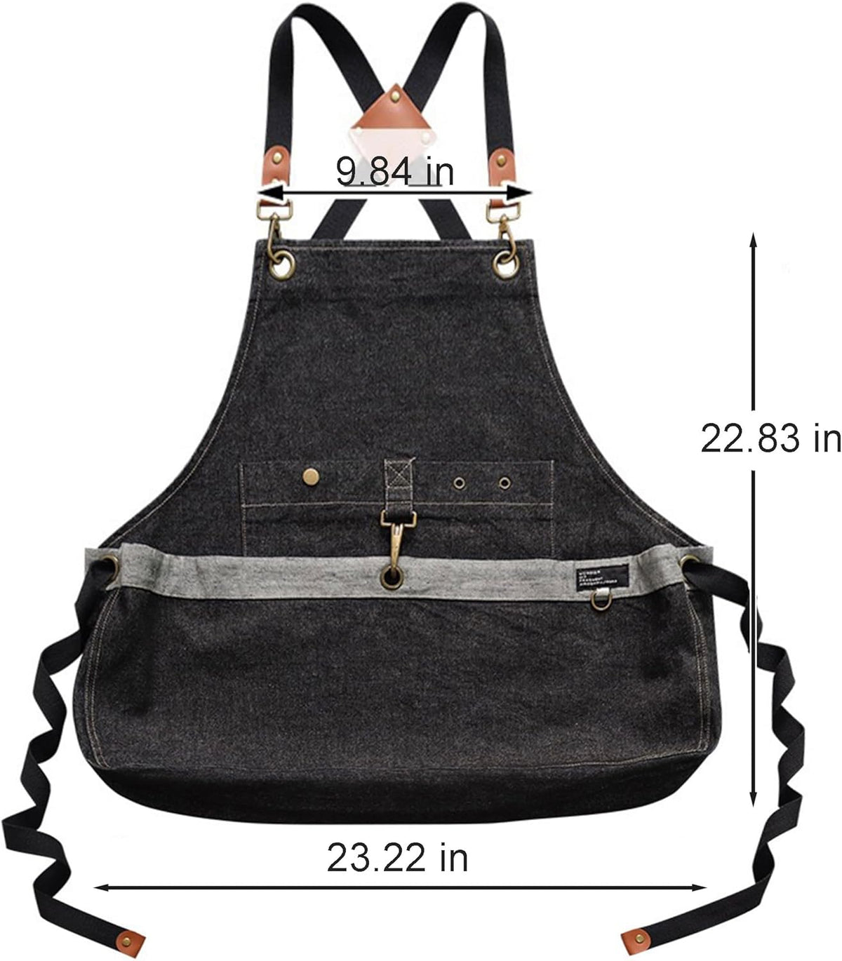 Gardening Apron – Denim Cross Back Garden & Harvest Apron with Adjustable Straps and Large Pockets
