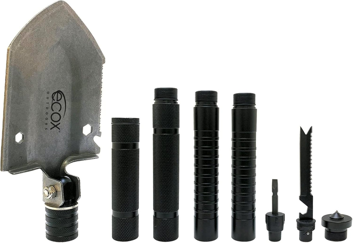 ecox Folding Shovel Survival Multitool for Camping Outdoors Shovel 4 Body Screwdriver Knife Saw