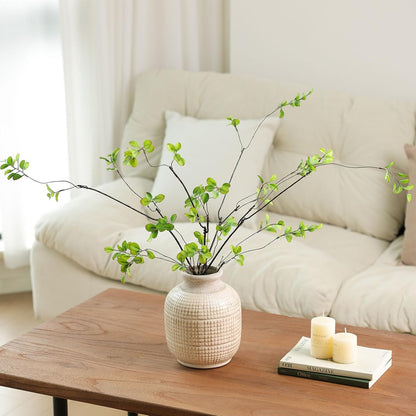 mizii 5pcs Artificial Greenery Stems 38in Realistic Faux Ficus Branches Long Stem with Green Leaves