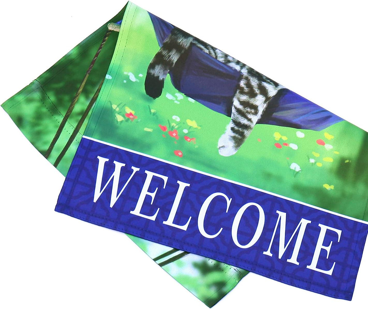 Welcome fall cat garden flag for outside 12x18, seasonal flags with cats double sided house flags