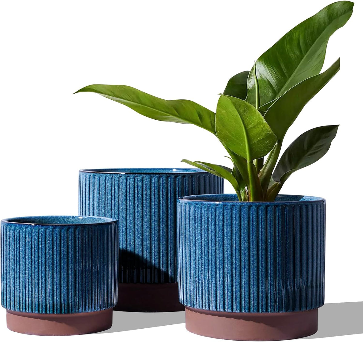 LE TAUCI Ceramic Pots for Plants, 8+6.7+5.5 Inch Plant Pots Indoor, Flower Pot with Drainage Holes