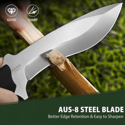 NedFoss Kukri Knife, Full Tang Hunting Knife with Sheath, 6" AUS-8 Steel Fixed Blade, 0.23"