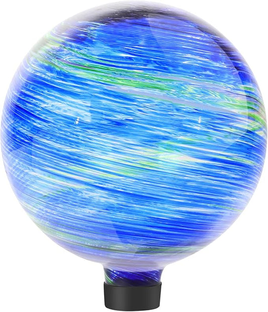 Gazing Balls for Garden, Blue and Green Hand Painted Gazing Ball, Reflective Ball Yard Ornament for