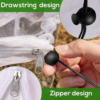 2 Pack Fruit Tree Netting Covers with Zipper & Drawstring – Ultra Fine Mesh Plant Protection Bags