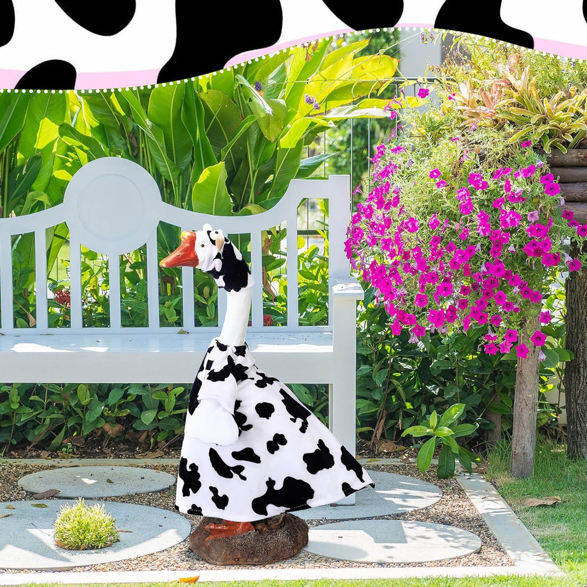 Cow Goose Outfit Clothes for 23 High Cement or Plastic Goose Lawn Clothing Porch Garden Costume