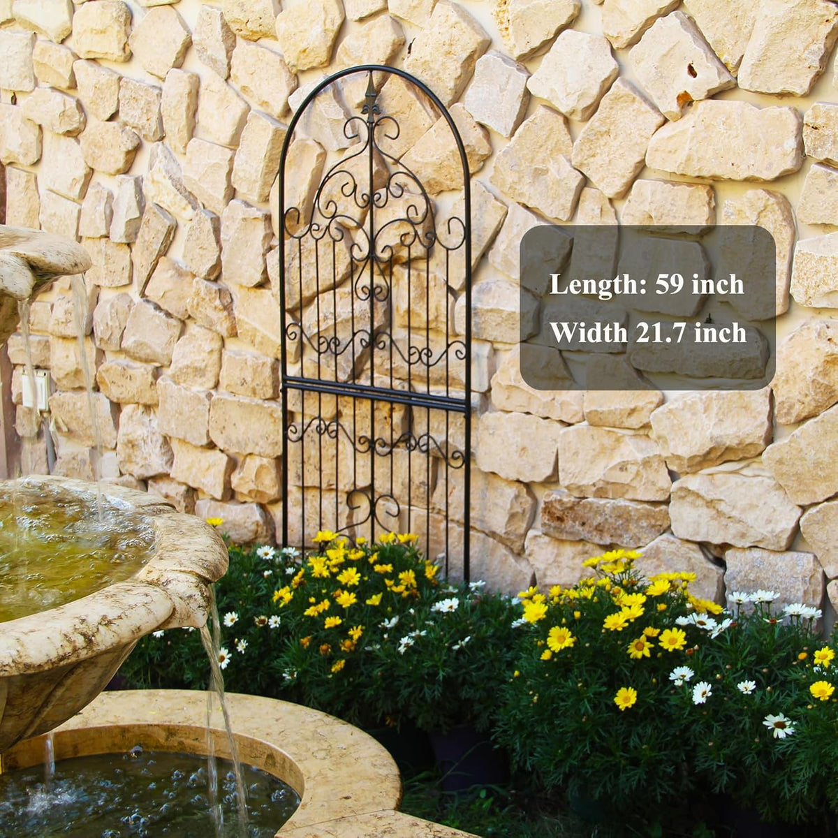 Trellis for Climbing Plants 59" H x 21.6" W Metal Unique Design Decorative Garden Structure