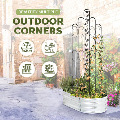 Idzo 71 in. Decorative Metal Trellis for Climbing Plants Outdoor, Heavy-Duty Steel Garden Trellis