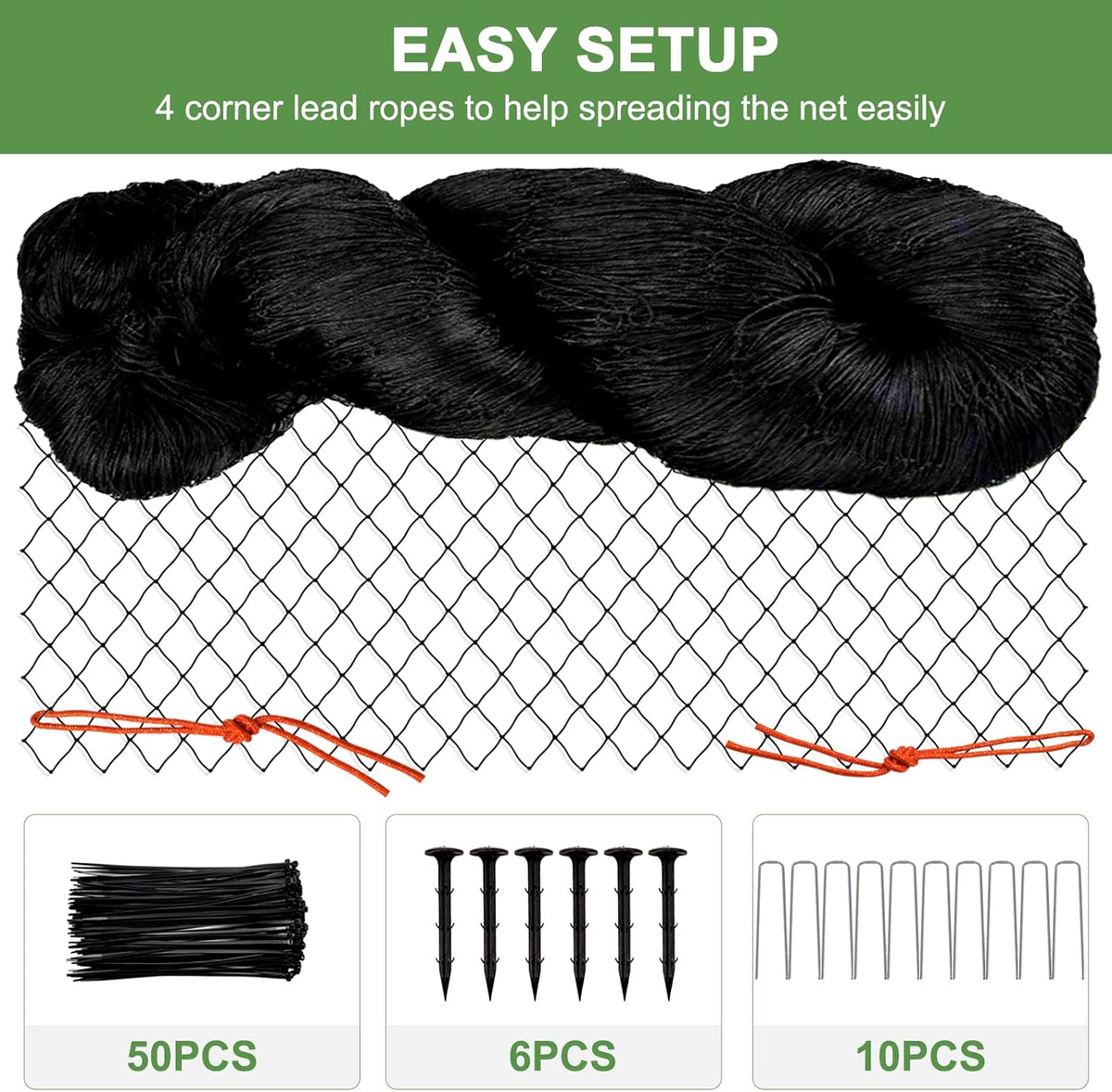 Bird Netting, Garden Netting with 3/4” Mesh Net as Poultry Netting for Chicken Coop, Heavy Duty