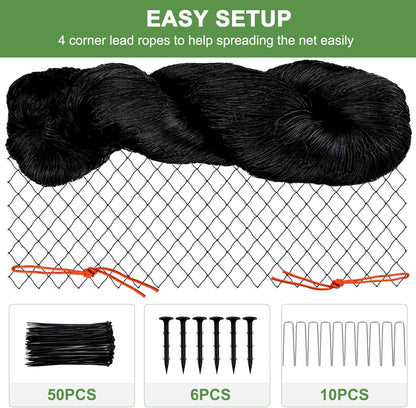 Bird Netting, Garden Netting with 3/4” Mesh Net as Poultry Netting for Chicken Coop, Heavy Duty