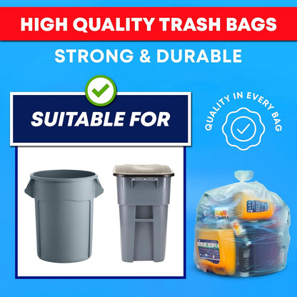 Veska 55-60 Gallon Trash Bags, Large Clear Garbage Bags,150 Bags Bulk Can Liners Perfect for