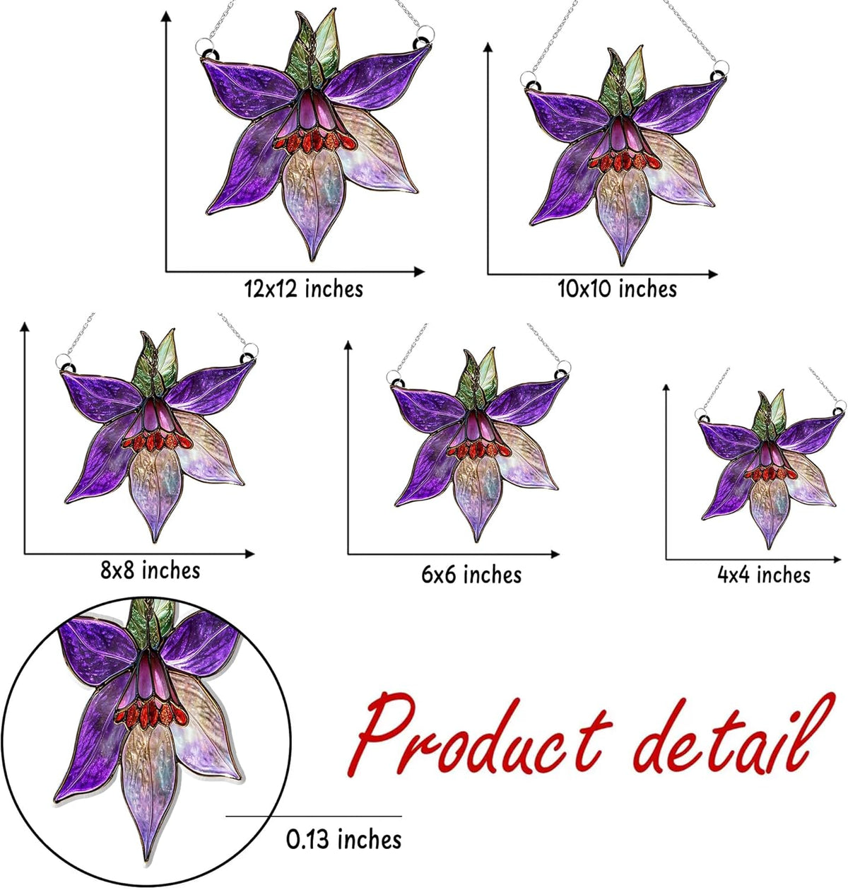 Clematis Flower Acrylic Suncatcher Stained Glass Effect Window Car Hanging Christmas Ornament