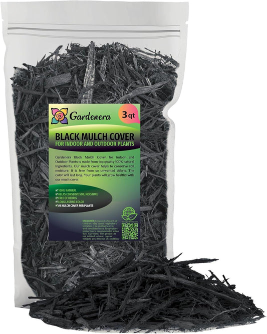 GARDENERA Black Mulch - Create a Striking and Eye-Catching Garden Design - 3 QUARTS